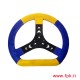 Volante in Pelle Scamosciata Blu/Giallo Ø 320mm