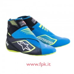 SCARPE ALPINESTARS TECH-1 KZ V2 SHOES BLACK ENAMEL BLUE YELLOW FLUO